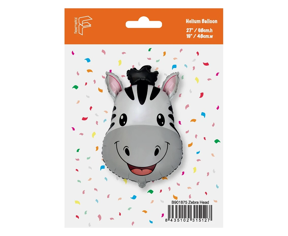 Balon foliowy 24" FX - Zebra (głowa), pakowany