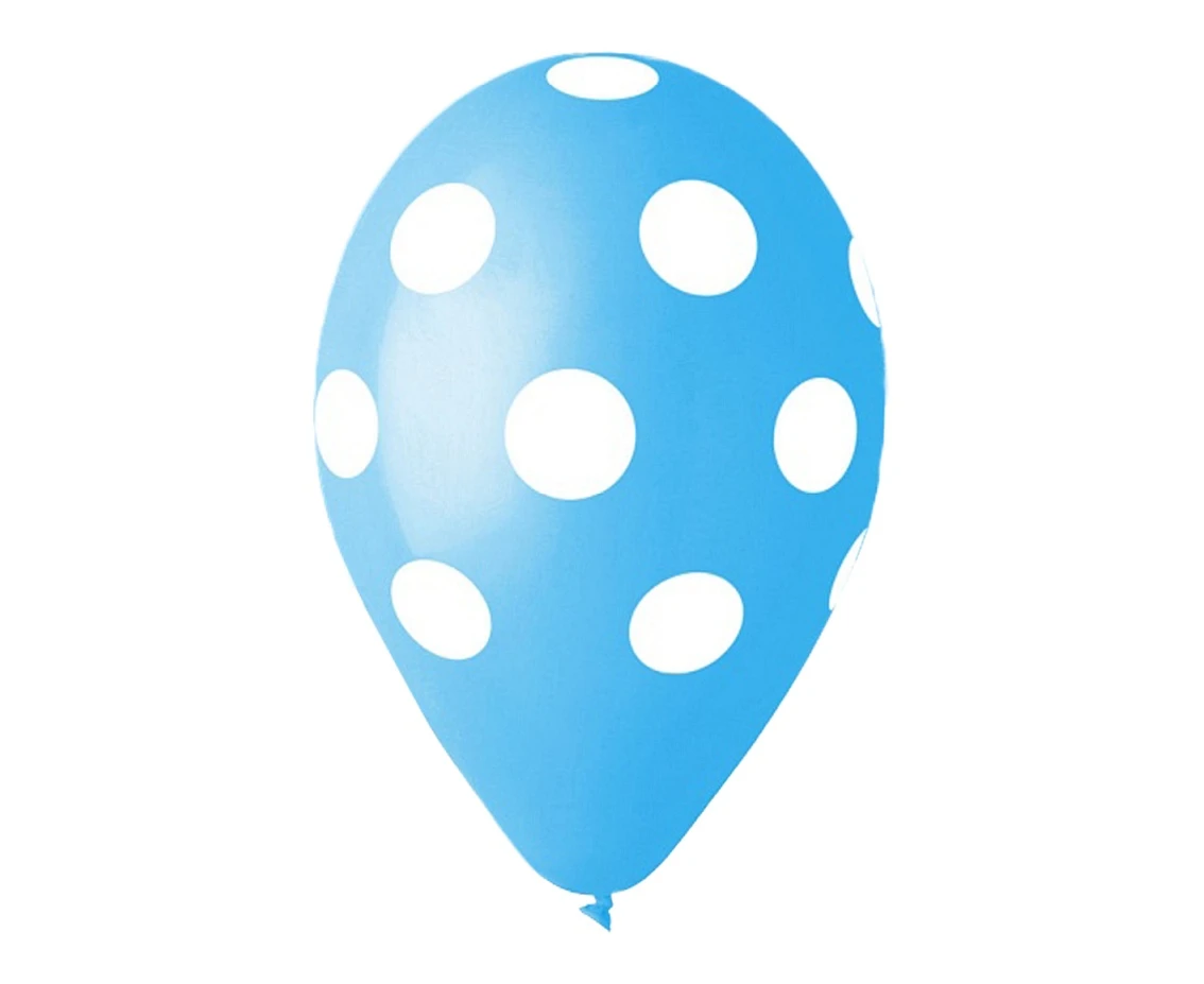 Balony B&C 12", pastel niebieskie groszki, 50szt.