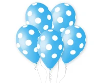 Balony B&C 12", pastel niebieskie groszki, 50szt.