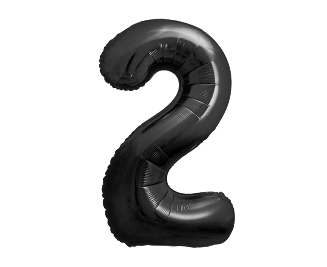 Balon foliowy B&C, cyfra 2, matowa czarna, 85 cm