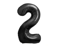 Balon foliowy B&C, cyfra 2, matowa czarna, 85 cm