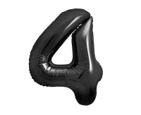 Balon foliowy B&C, cyfra 4, matowa czarna, 85 cm
