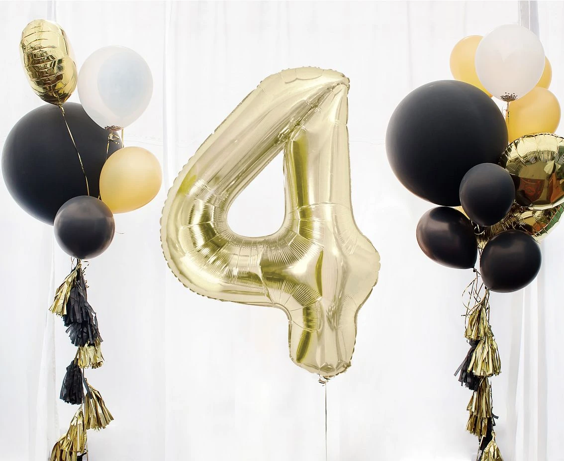 Balon foliowy B&C, cyfra 4, szampańska, 85 cm AA