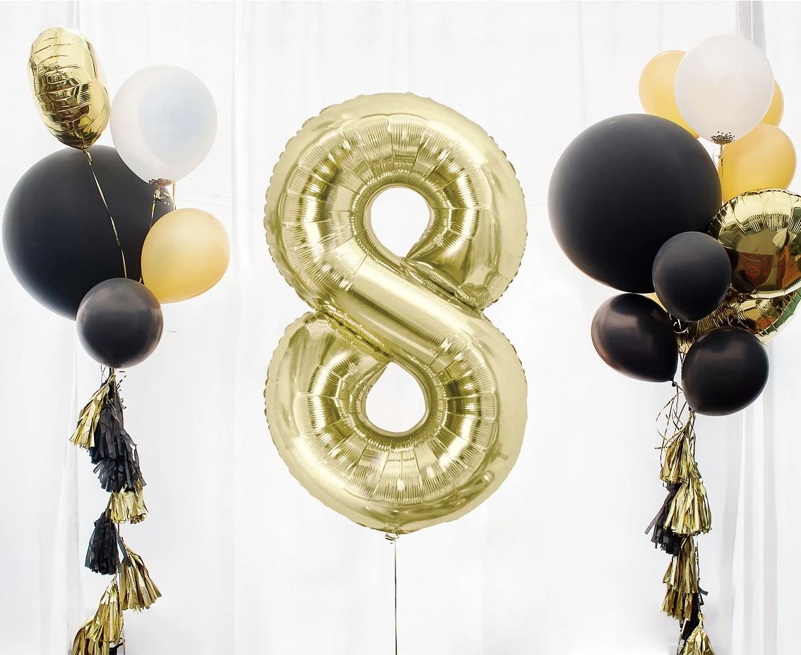 Balon foliowy B&C, cyfra 8, szampańska, 85 cm AA