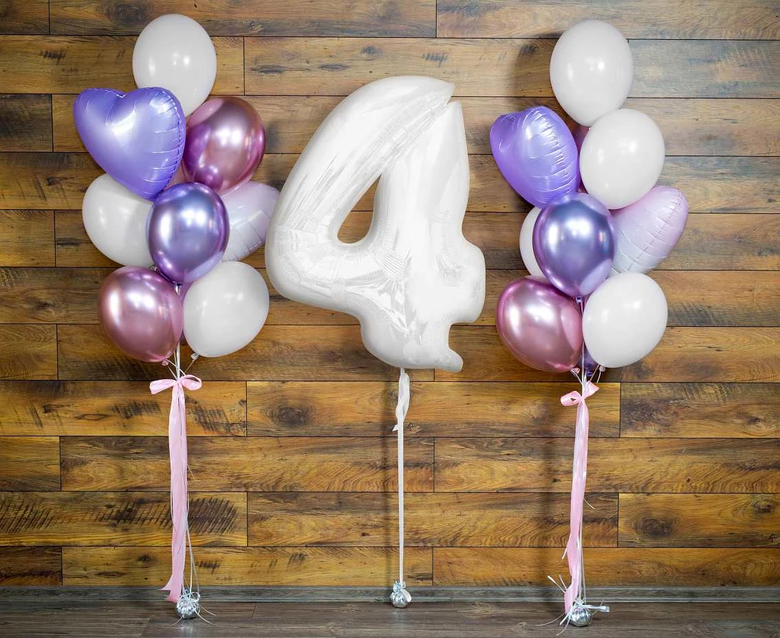Balon foliowy B&C, cyfra 4, biała, 92 cm KK (na powietrze)