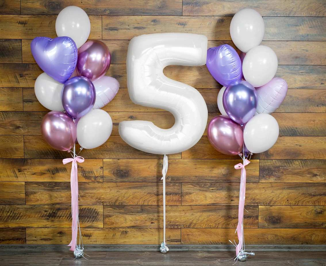 Balon foliowy B&C, cyfra 5, biała, 92 cm KK (na powietrze)