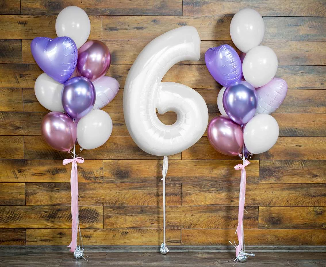 Balon foliowy B&C, cyfra 6, biała, 92 cm KK (na powietrze)