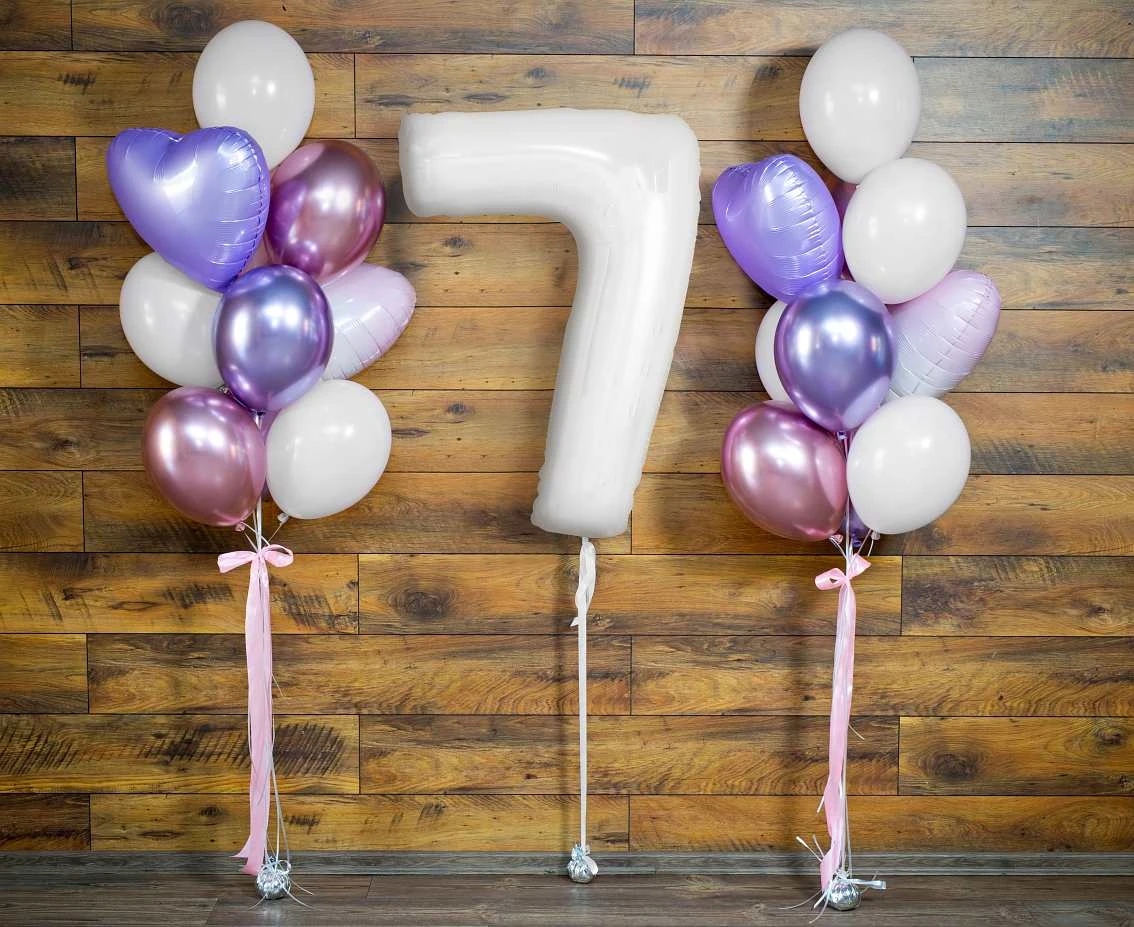Balon foliowy B&C, cyfra 7, biała, 92 cm KK (na powietrze)