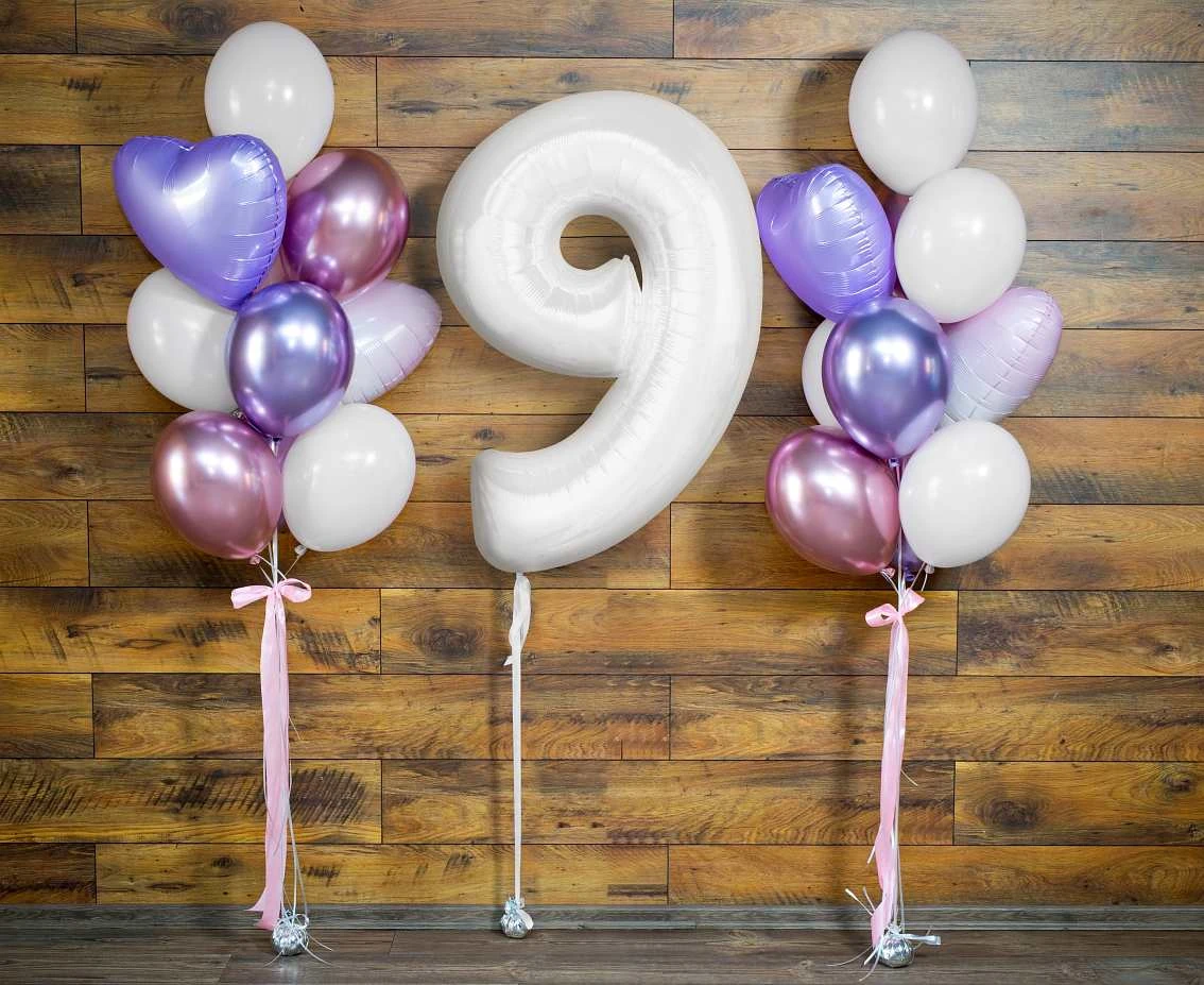 Balon foliowy B&C, cyfra 9, biała, 92 cm KK (na powietrze)