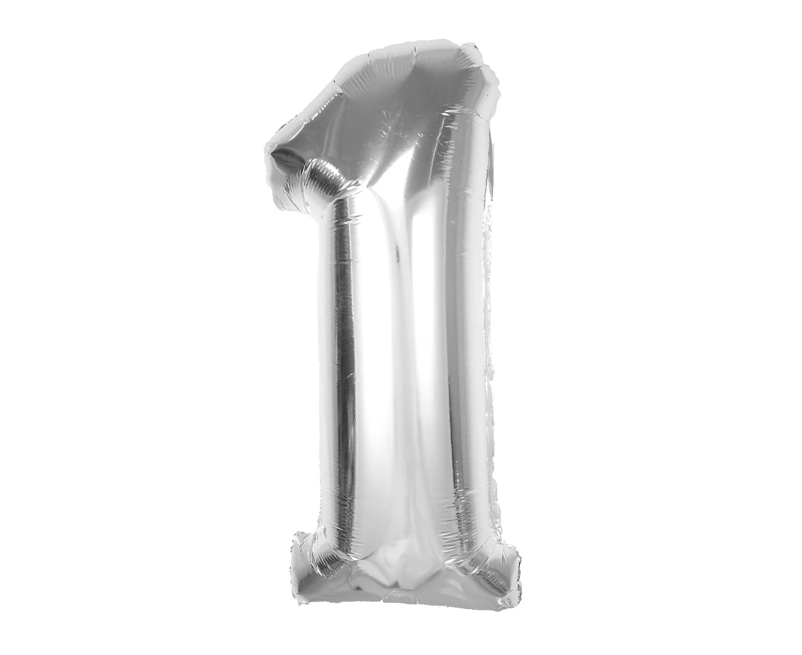 Balon foliowy Smart, cyfra 1, srebrna, 92 cm KK