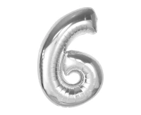Balon foliowy Smart, cyfra 6, srebrna, 92 cm KK