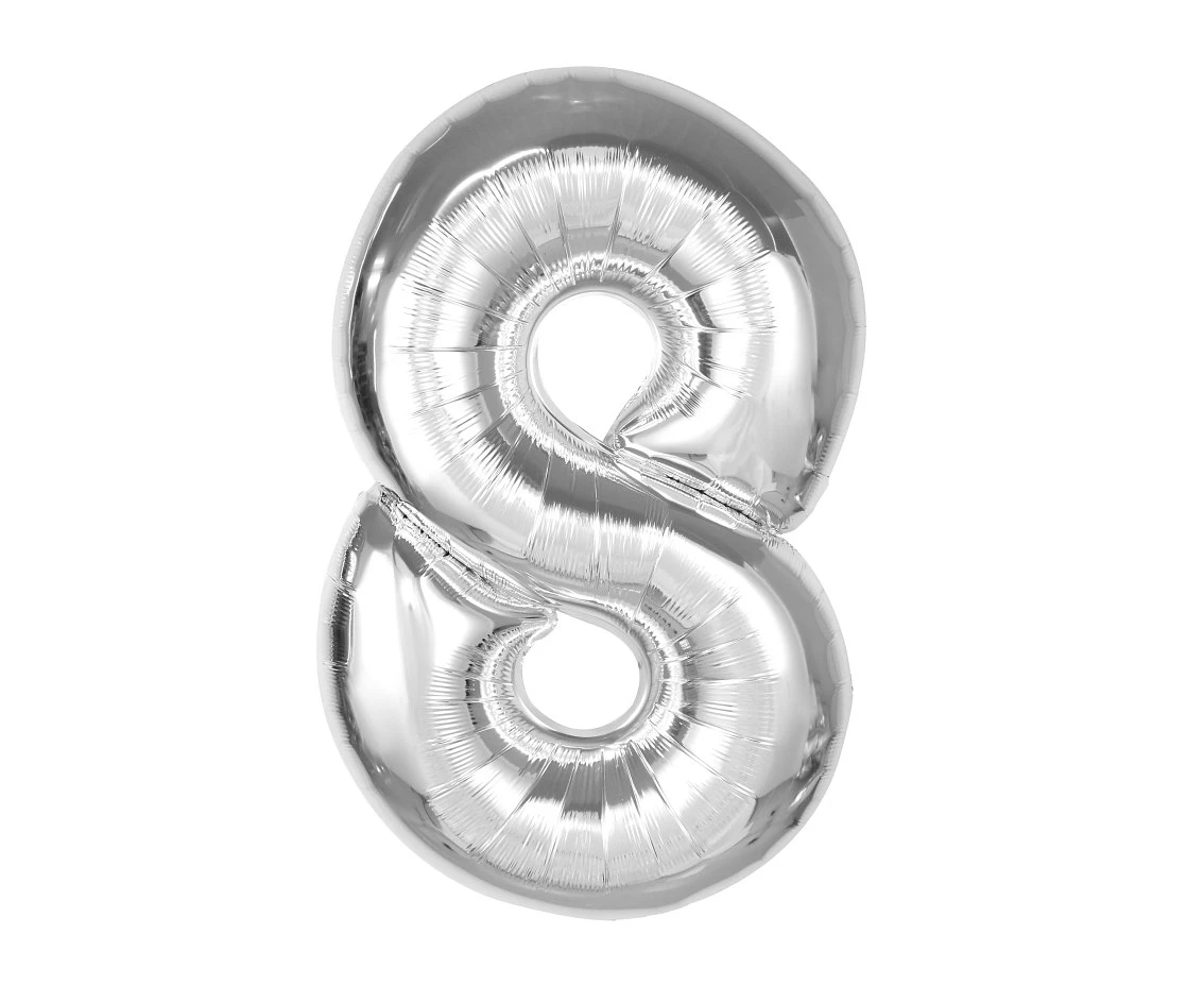 Balon foliowy Smart, cyfra 8, srebrna, 92 cm KK
