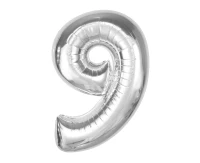 Balon foliowy Smart, cyfra 9, srebrna, 92 cm KK