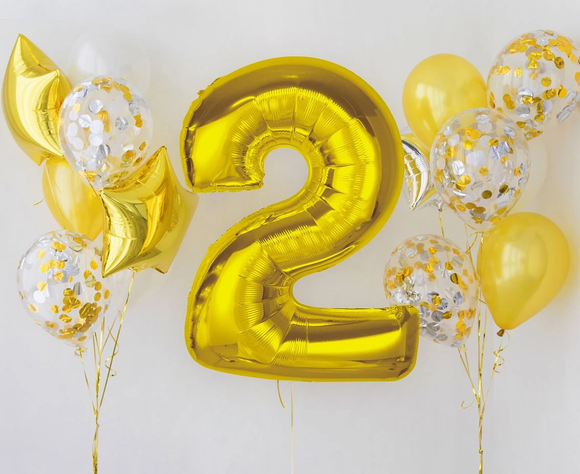 Balon foliowy Smart, cyfra 2, złota, 92 cm KK