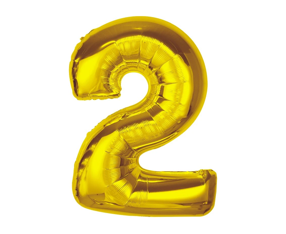 Balon foliowy Smart, cyfra 2, złota, 92 cm KK