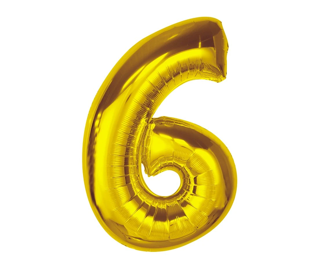 Balon foliowy Smart, cyfra 6, złota, 92 cm KK