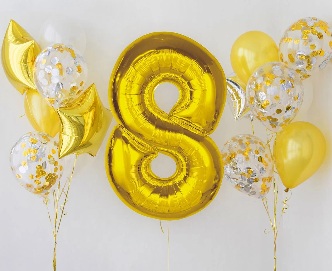 Balon foliowy Smart, cyfra 8, złota, 92 cm KK