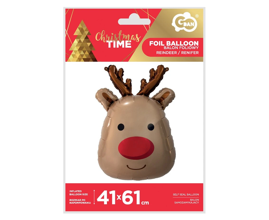 Balon foliowy Renifer, 41x61 cm (głowa) KK