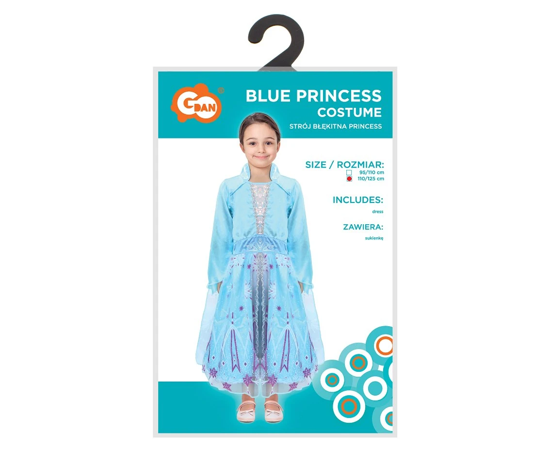 Strój dla dzieci "Błękitna Princess" (sukienka) rozm. 110-125 cm KK