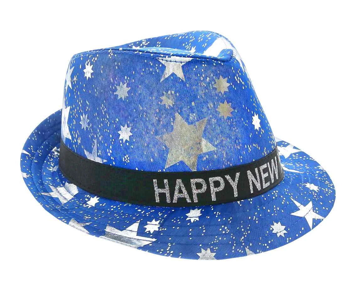 Kapelusz Happy New Year, niebieski w gwiazdki KK