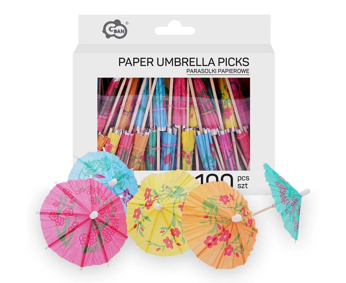 Parasolki papierowe, mix kolorów 10 cm/ 100 szt.
