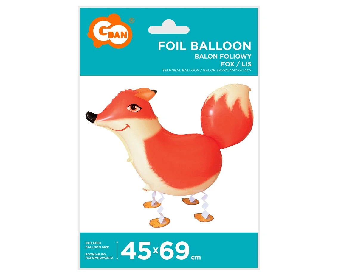 Balon foliowy Lis, 45x69 cm, chodzący KK