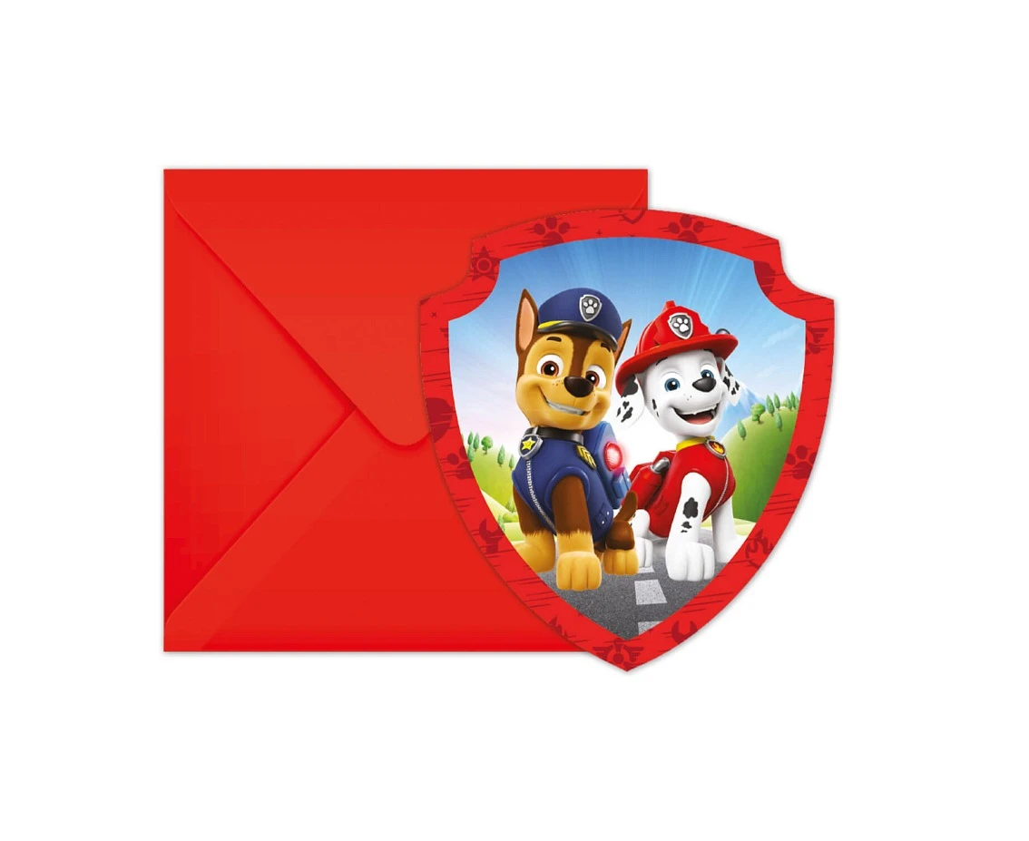 Zaproszenia z kopertami Paw Patrol Rescue Heroes, 6 szt.(papier FSC)