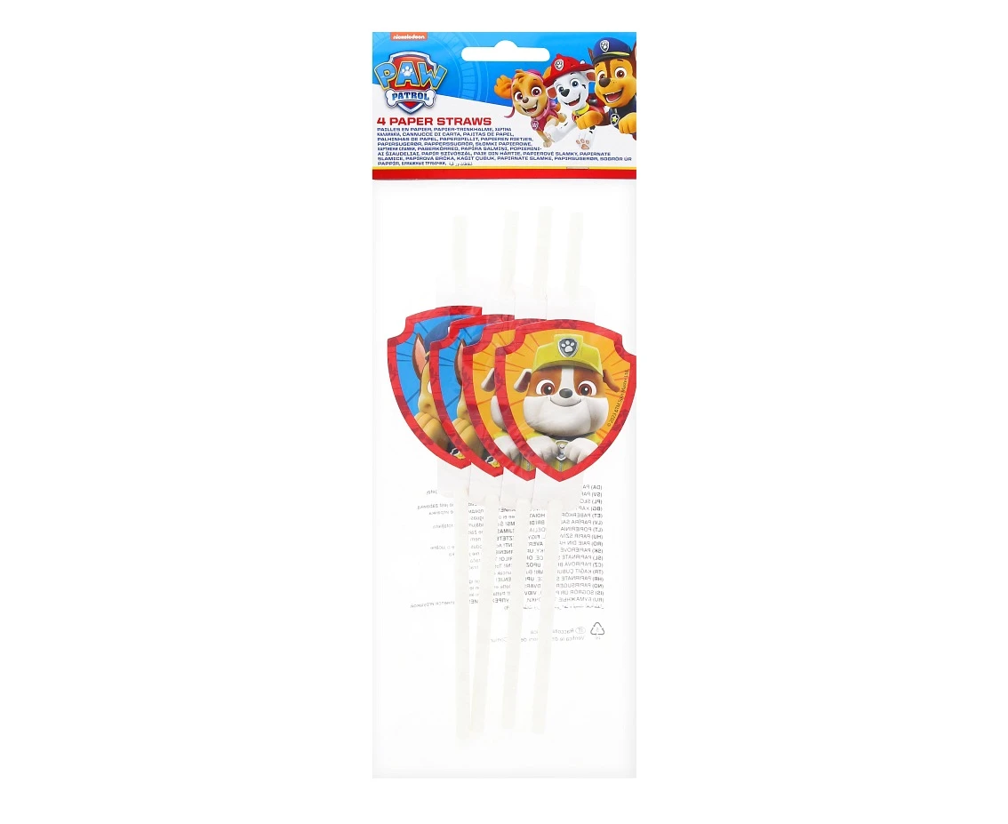 Rurki (słomki) pap. z medalionem Paw Patrol Rescue Heroes, 4 szt.