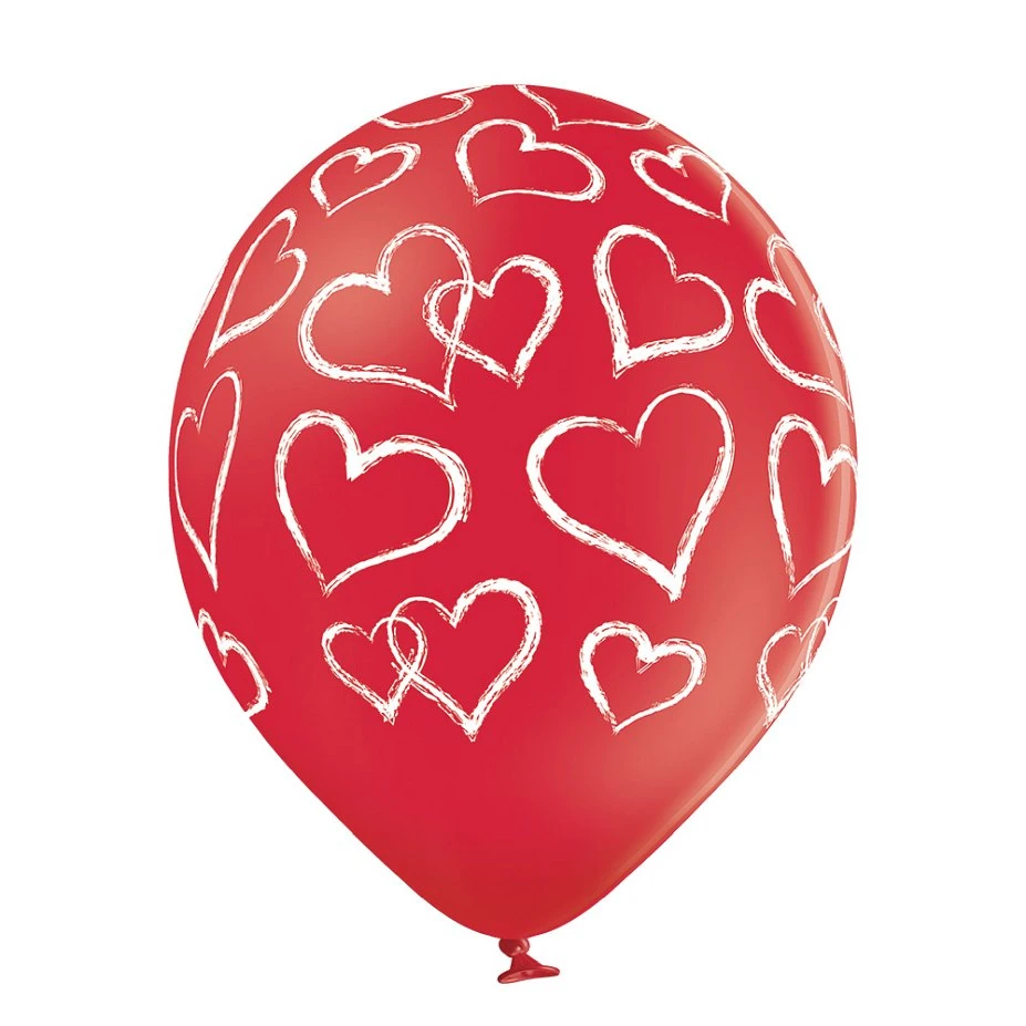 Balony Belbal 12", D11, serca czerwono-różowe, 6szt.