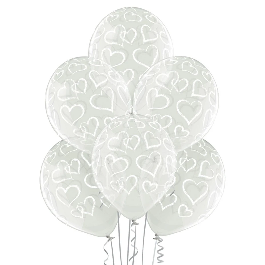 Balony Belbal 12", D11, serca crystal, 6szt.