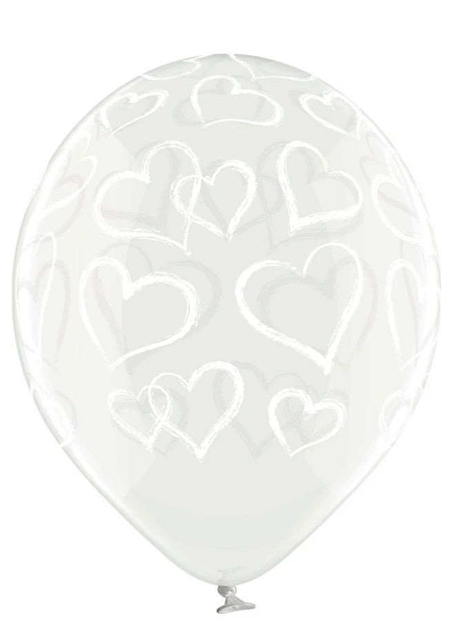 Balony Belbal 12", D11, serca crystal, 6szt.