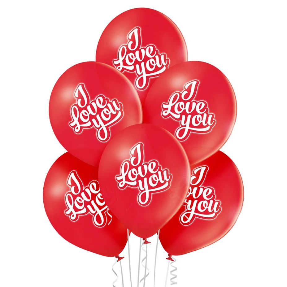 Balony Belbal 12", D11, "I love you" czerwone, 6szt.