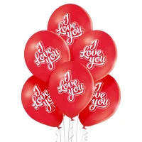 Balony Belbal 12", D11, "I love you" czerwone, 6szt.