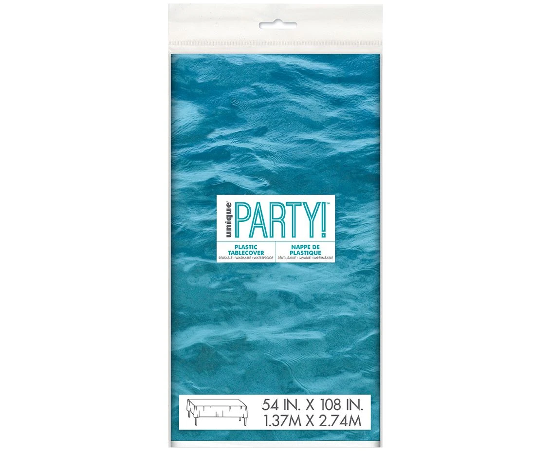 Obrus plastikowy na stół Fale Oceanu, 1,37 x 2,74 m