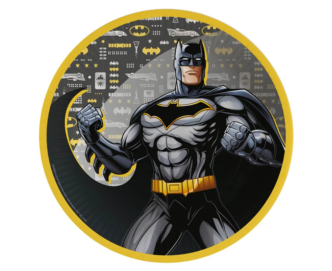 Talerzyki papierowe Batman okrągłe 23 cm, 8 szt. KK