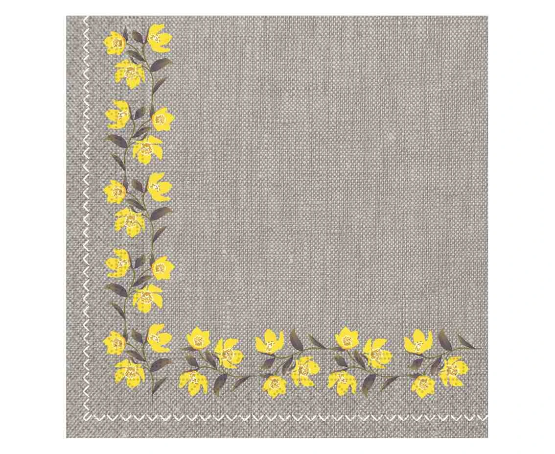 Serwetki papierowe Texture Yellow Flowers Decorata, rozm. 33 x 33 cm, 20 szt.