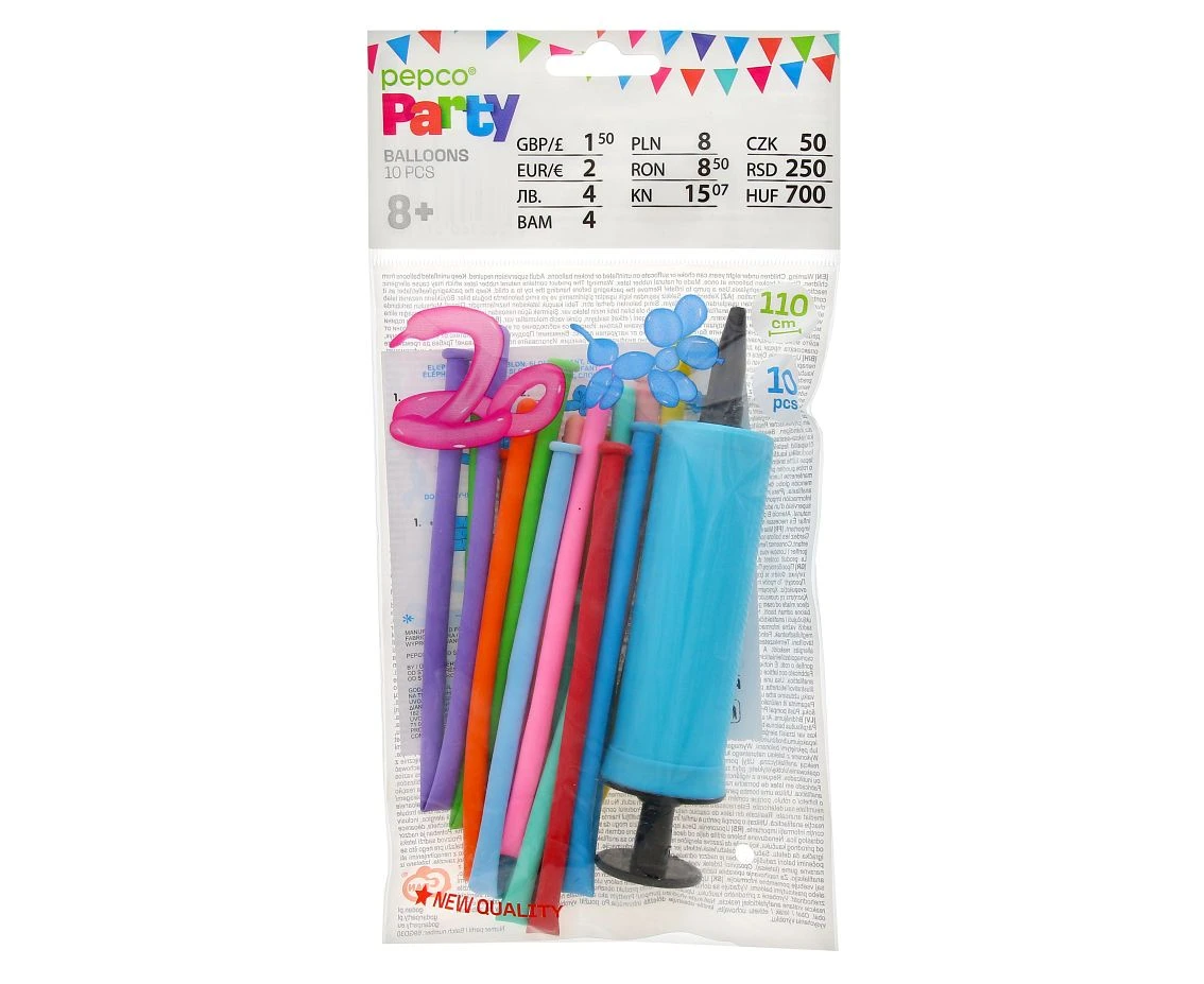 Balony Premium do modelowania, 10 szt. z pompką