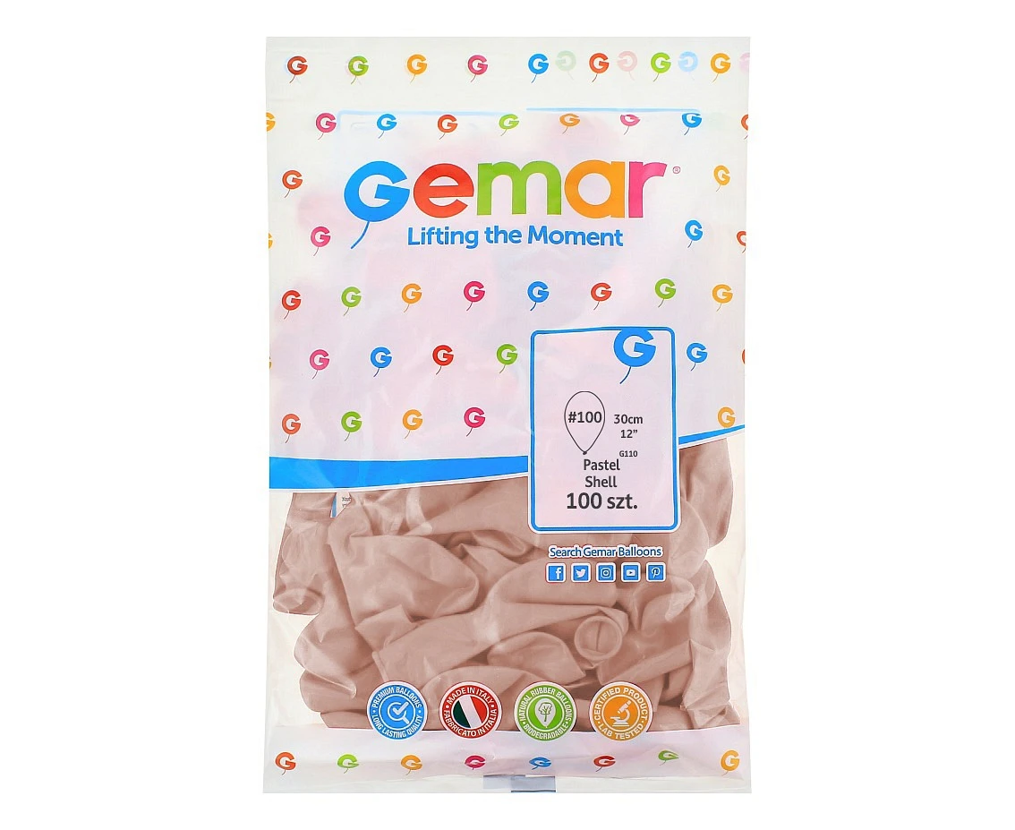 Balony Gemar 12", pastel shell, 100szt.