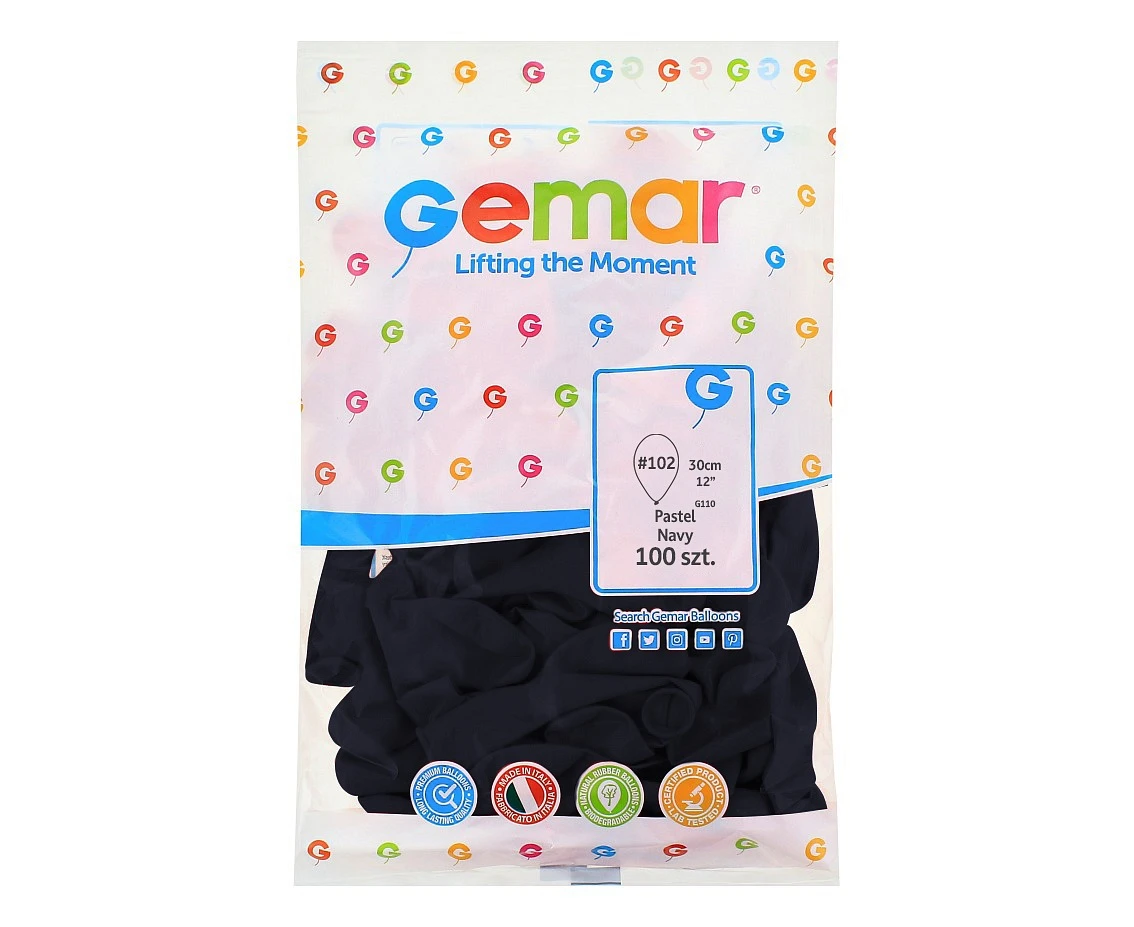 Balony Gemar 12", pastel navy, 100szt.