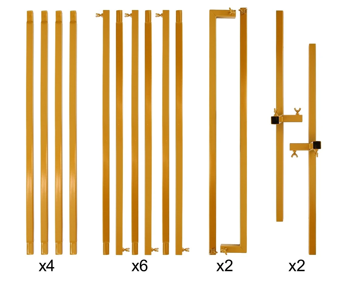 Stelaż kwadratowy metalowy, złoty, 210x210cm (14 elem.)