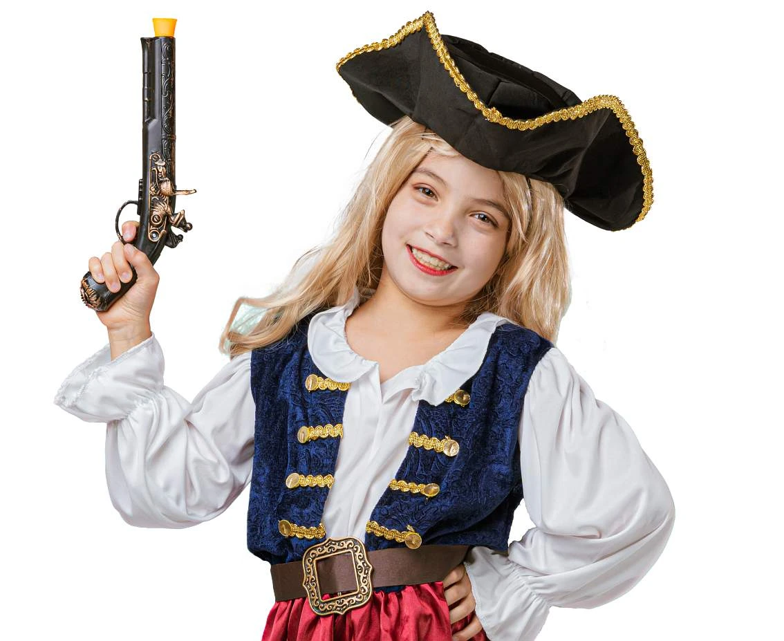 Zestaw dla dzieci Elegancka Piratka (kapelusz, sukienka, pasek), rozm. 110/120 cm