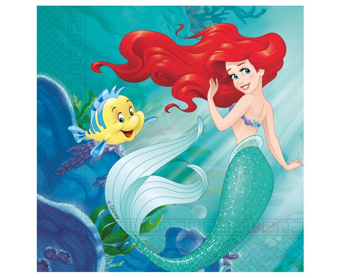 Serwetki papierowe Ariel Curious Decorata Party Disney, 33x33 cm, 20 szt. FSC