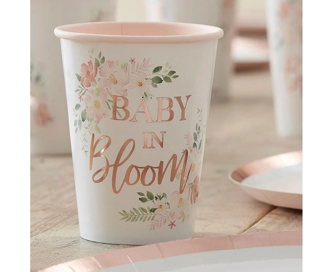 Kubeczki papierowe Floral Baby in Bloom, 266 ml, 8 szt. KK