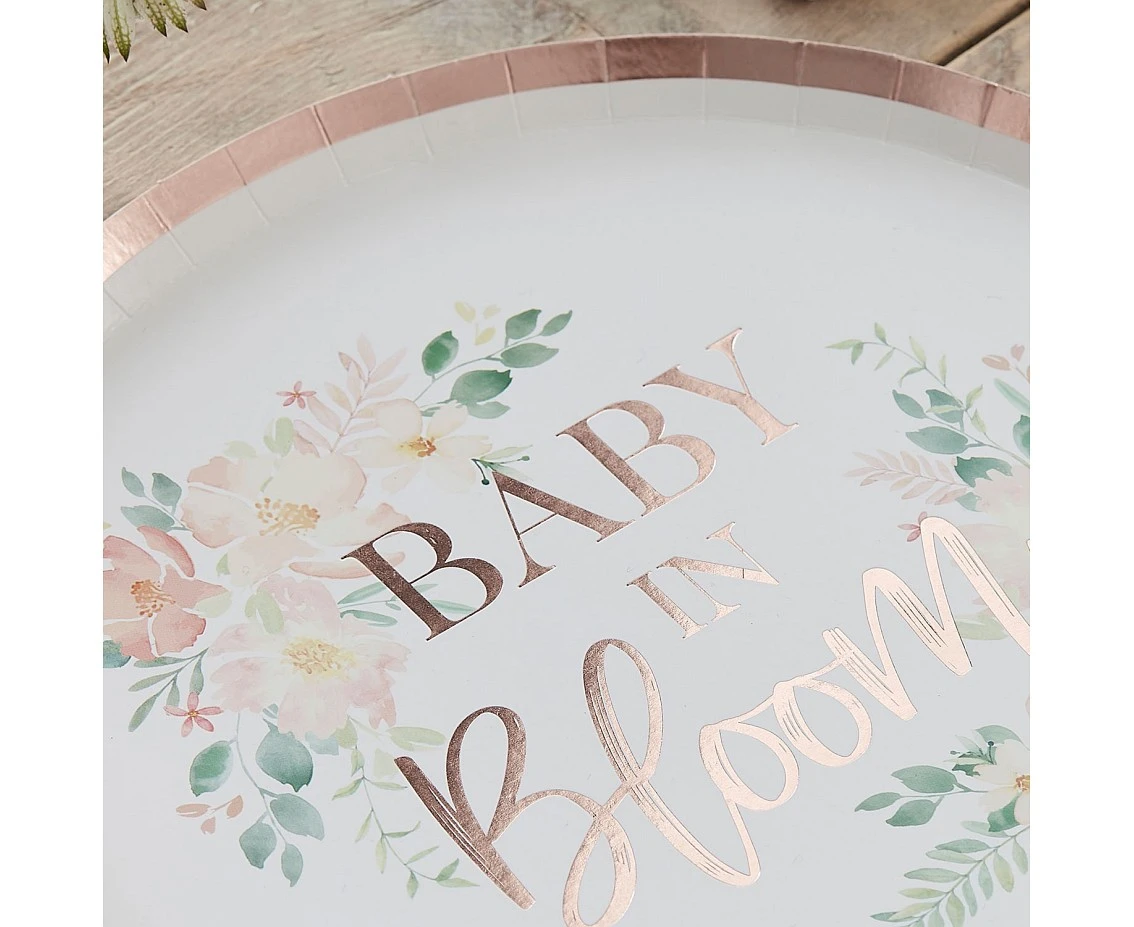 Talerzyki papierowe Floral baby in Bloom, 24 cm, 8 szt. KK