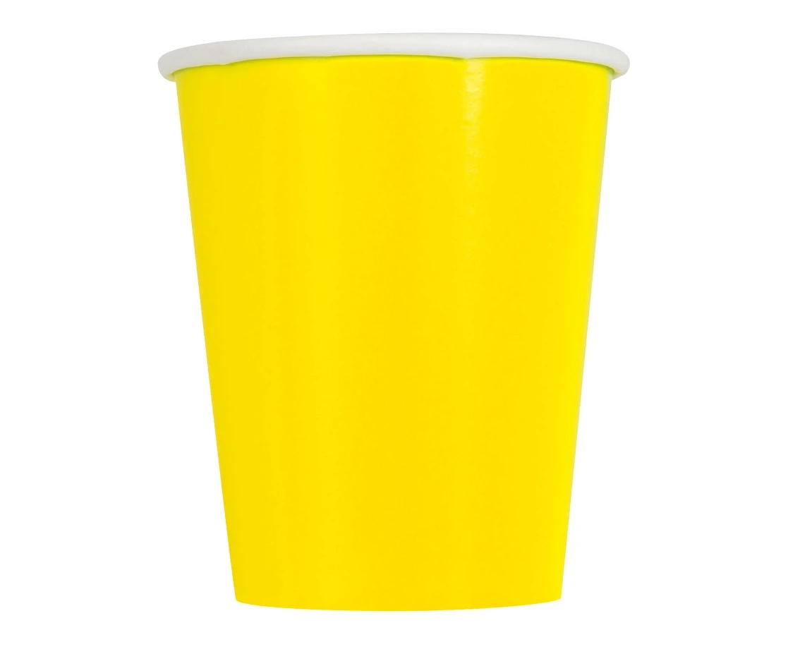 Kubeczki papierowe neonowe żółte, 270 ml, 8 szt.