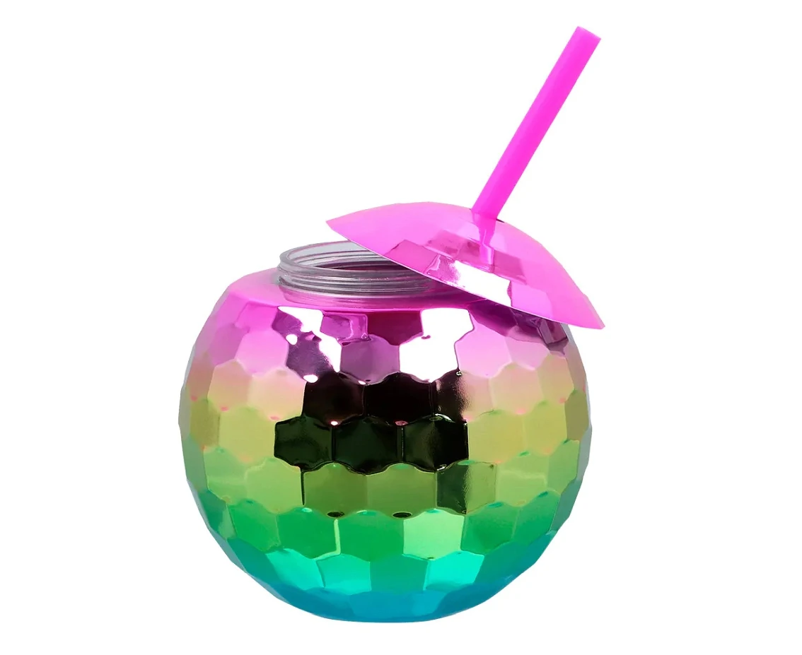 Kubek Kula Disco, tęczowa rurka, 600 ml