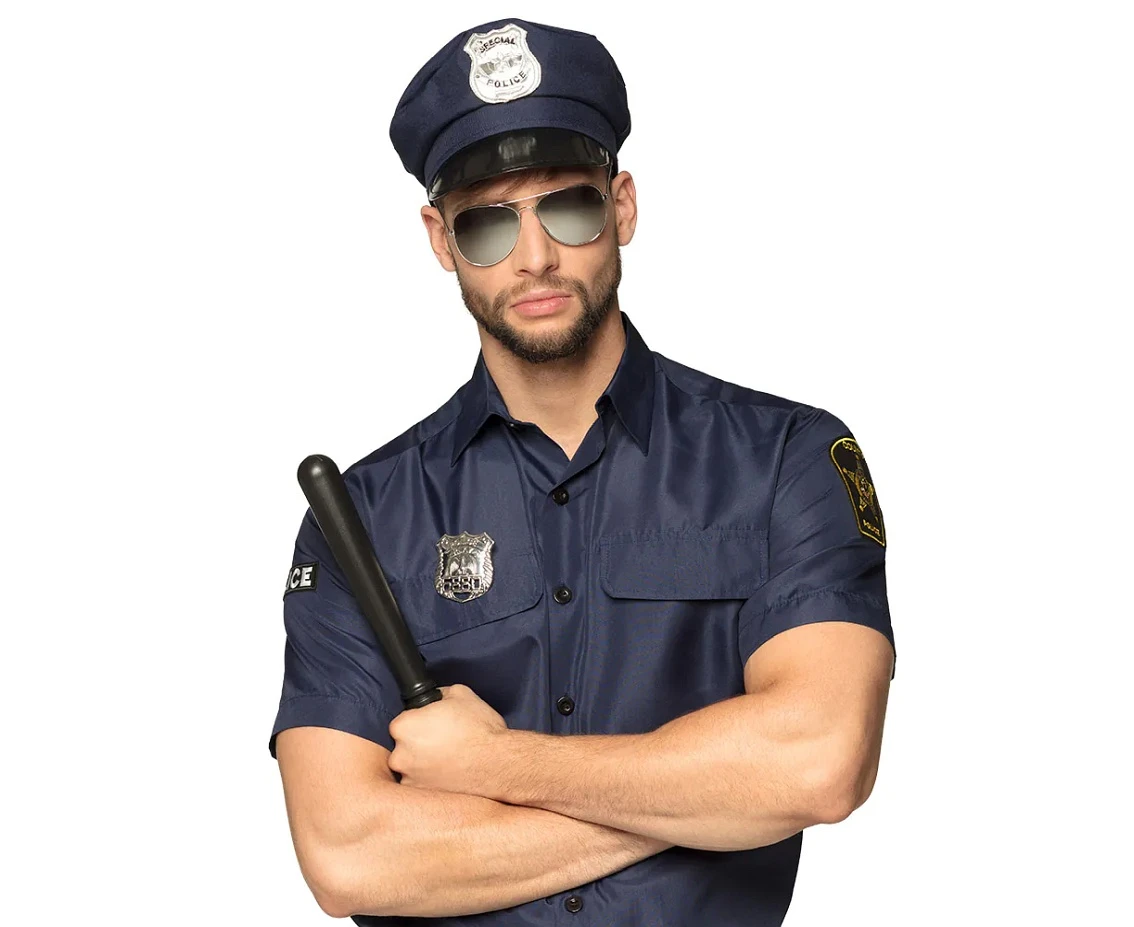 Zestaw dla dorosłych Police (czapka, okulary, odznaka, pałka 33 cm)
