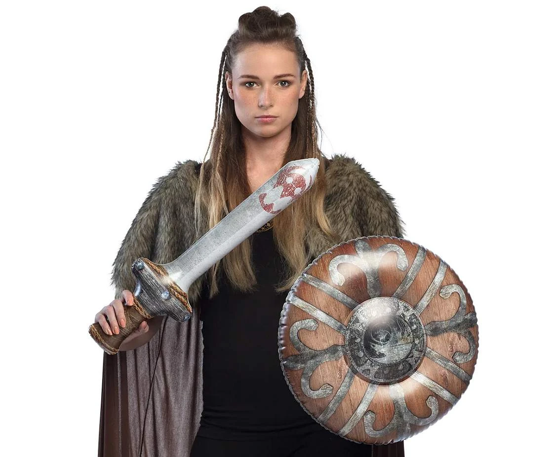 Zestaw Wikinga, miecz (58 cm) i tarcza (45 cm), dmuchane