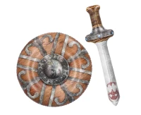 Zestaw Wikinga, miecz (58 cm) i tarcza (45 cm), dmuchane