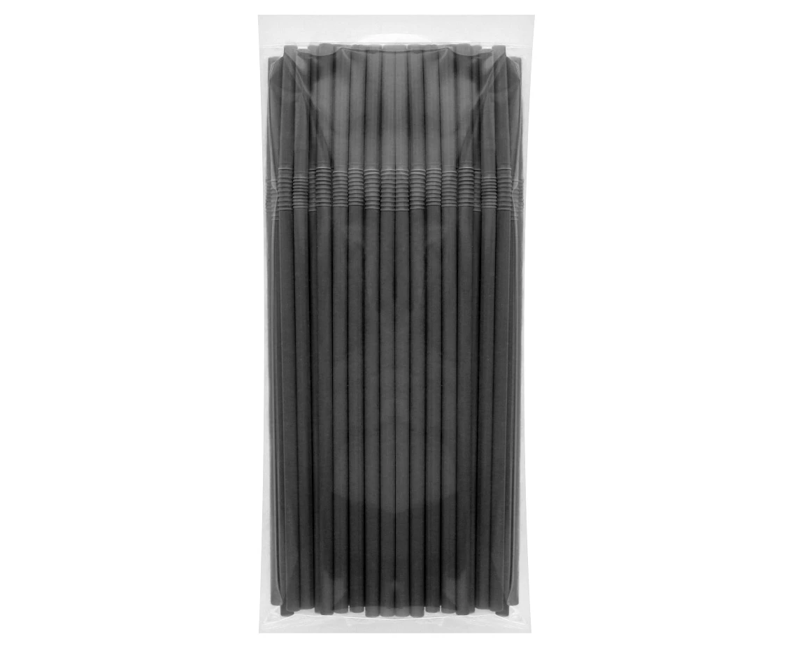 Rurki (słomki) łamane wielokrotnego użytku, czarne 5x210mm/ 100 szt.